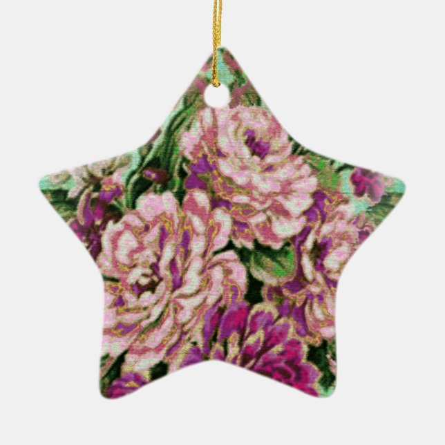 Joremount Chic Floral Star Ceramic Tree Decoration (Front)