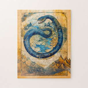 Jörmungandr the Midgard Serpent on World Map Jigsaw Puzzle