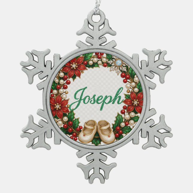 Joseph Baby’s First Christmas Snowflake Ornament (Front)
