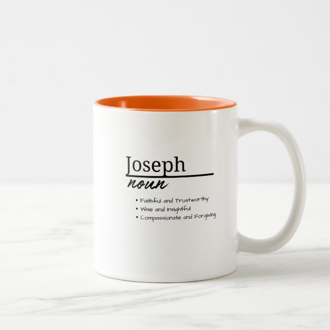 Joseph, Boy Personalised Name Definition Two-Tone Coffee Mug (Right)