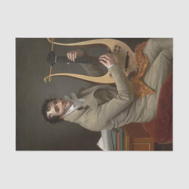 Joseph-Dominque Fabry Playing a Lyre Guitar Tissue Paper (Front)