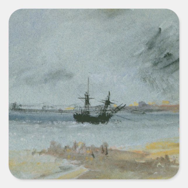 Joseph Mallord William Turner | Ship Aground, Brig Square Sticker (Front)