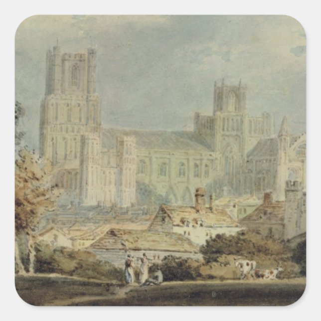 Joseph Mallord William Turner | View of Ely Cathed Square Sticker (Front)