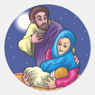 Joseph Mary Baby Jesus Classic Round Sticker