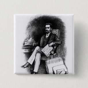Joseph Pulitzer from 'The Curio', 1887 15 Cm Square Badge