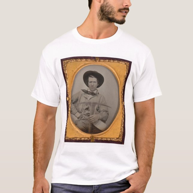 Joseph Sharp, with a pick axe, pan and gun (40010) T-Shirt (Front)