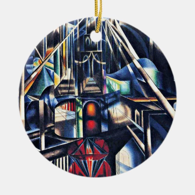 Joseph Stella - Old Brooklyn Bridge Ceramic Tree Decoration (Front)