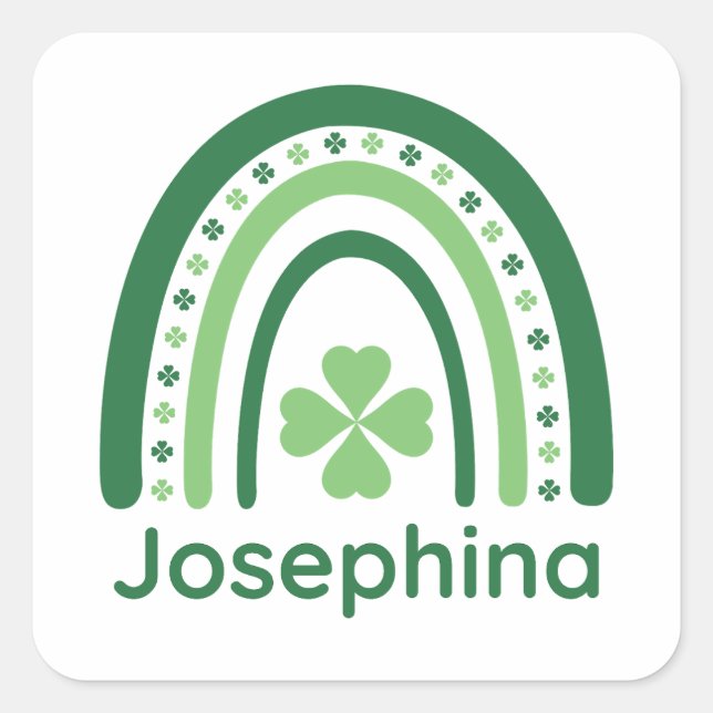 Josephina Name Clover Boho Rainbow Square Sticker (Front)