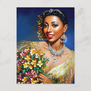Josephine Baker Floral Art Postcard