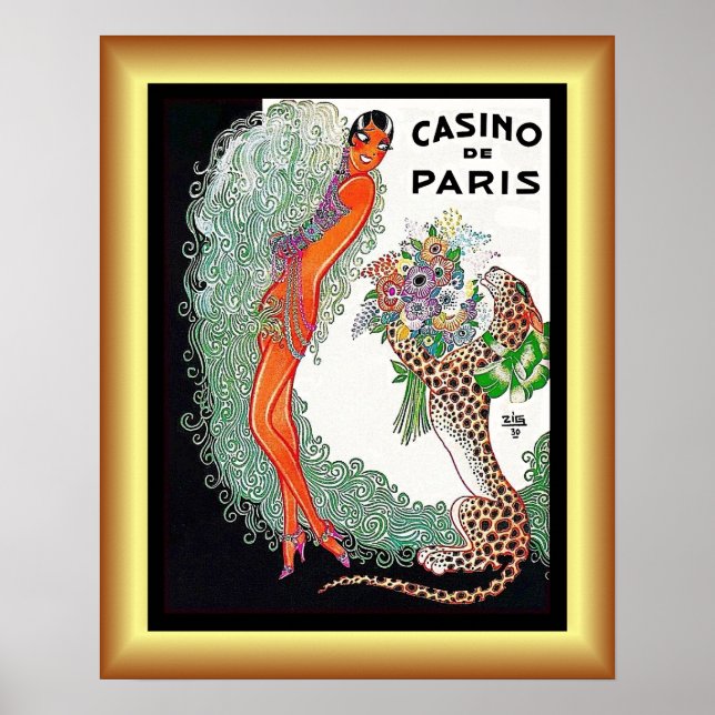 Josephine Baker/Pet Cheetah/Casino de Paris/1930  Poster (Front)