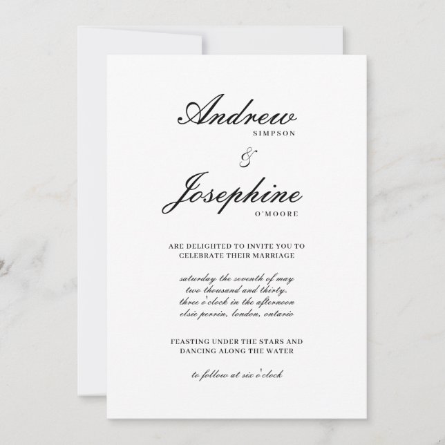 Josephine Classic Simple Wedding Invitation (Front)