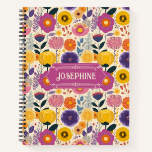 Josephine Colorful Purple and Yellow Modern Floral Notebook