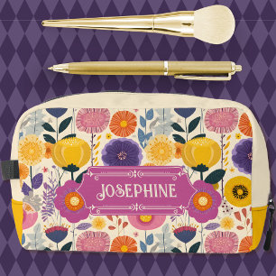 Josephine Colourful Purple and Yellow Modern Flora Dopp Kit