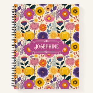 Josephine Colourful Purple and Yellow Modern Flora Notebook