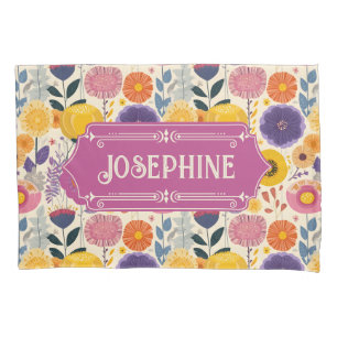 Josephine Colourful Purple and Yellow Modern Flora Pillowcase