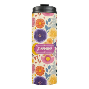 Josephine Colourful Purple and Yellow Modern Flora Thermal Tumbler