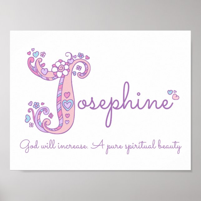 Josephine girls name pastel purple custom meaning poster (Front)