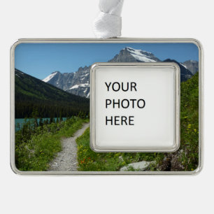 Josephine Lake Trail with Mount Guild at Glacier Silver Plated Framed Ornament