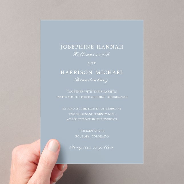 Josephine Traditional Wedding Acrylic Invitations (Insitu (Handheld))
