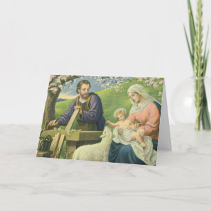 Joseph's Workshop with Mary and Baby Jesus Card