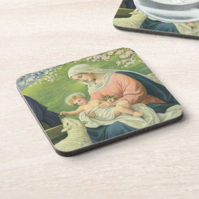 Joseph's Workshop with Mary and Baby Jesus Coaster (Left Side)