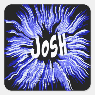 Josh Name Star in Blue Square Sticker