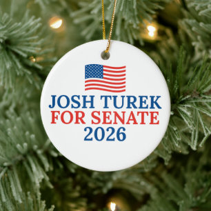 Josh Turek for Senate 2026 Election Christmas Ceramic Tree Decoration