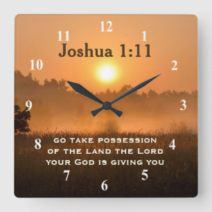 Joshua 1:11 Scripture Take Possession of the Land Square Wall Clock