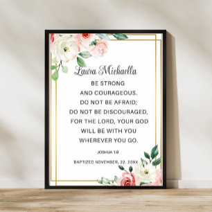 Joshua 1 9 Baptism Gift Poster