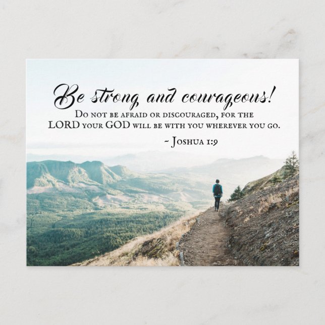 Joshua 1:9 Be Strong and Courageous Bible Verse Postcard (Front)