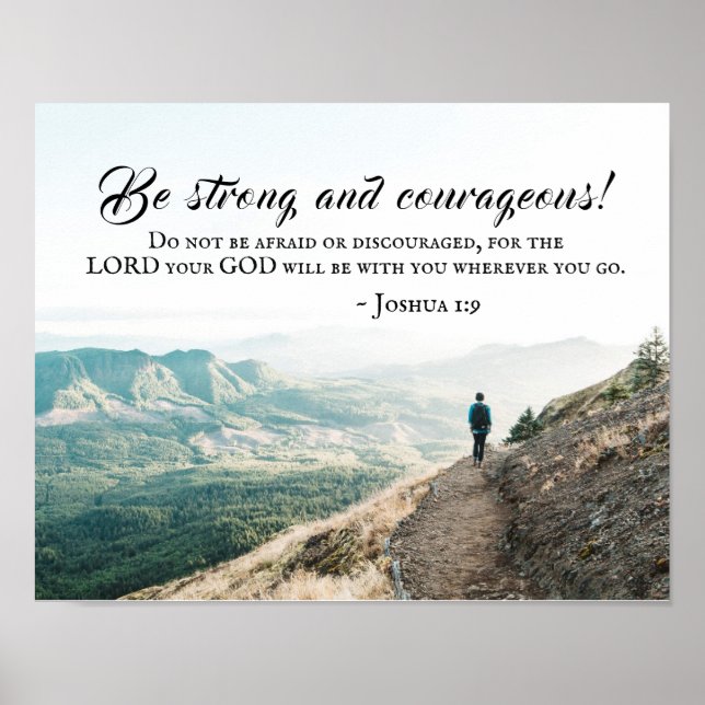 Joshua 1:9 Be Strong and Courageous, Bible Verse Poster (Front)