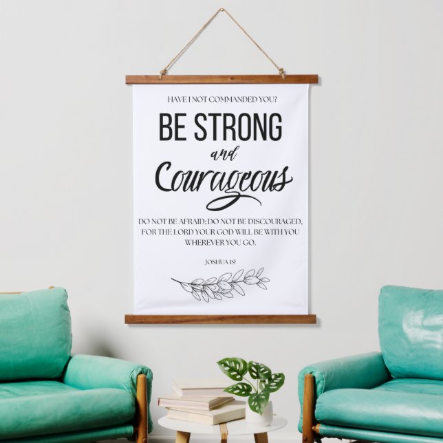 Joshua 1:9 Be Strong and Courageous Christian Hanging Tapestry (Living Room)