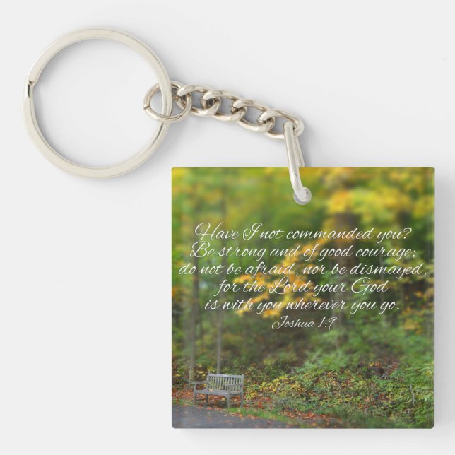 Joshua 1:9 Bible Verse Christian Scripture Key Ring (Front)