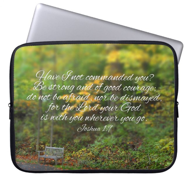 Joshua 1:9 Bible Verse Christian Scripture Laptop Sleeve (Front)