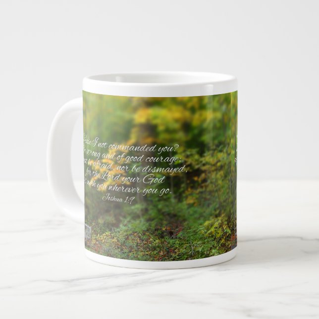 Joshua 1:9 Bible Verse Christian Scripture Large Coffee Mug (Front Left)