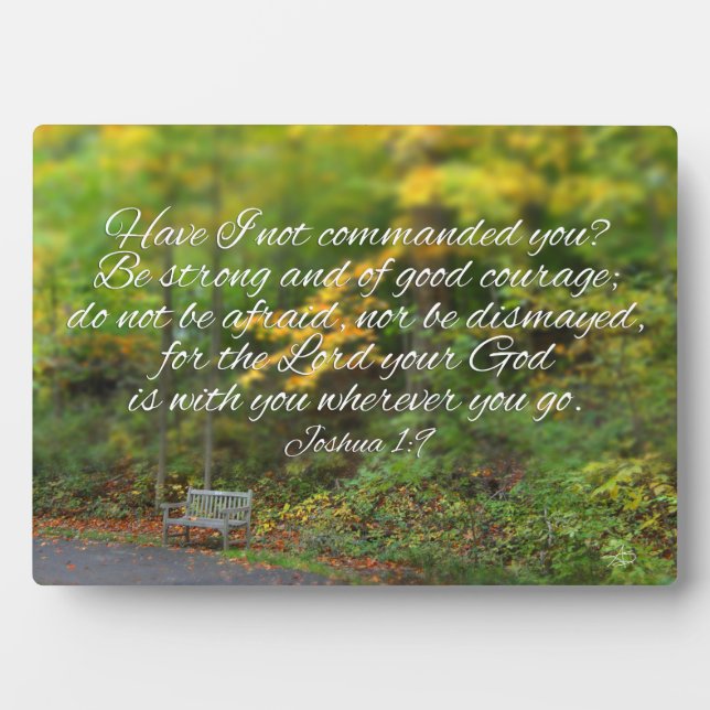 Joshua 1:9 Bible Verse Christian Scripture Plaque (Front)