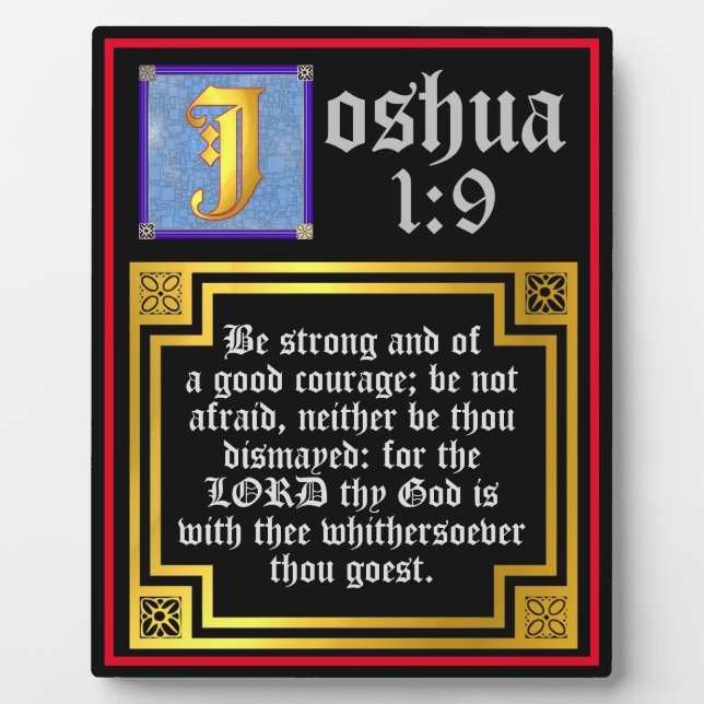 Joshua 1:9 Illuminated Old Testament Bible Quote Plaque (Front)