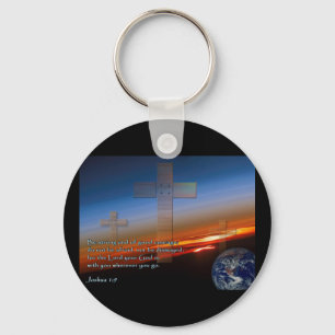 Joshua 1:9 Sunset Crosses Key Ring