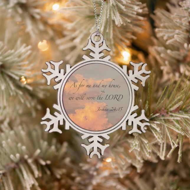 Joshua 24:15 As for me… Snowflake Framed Ornament (Tree)