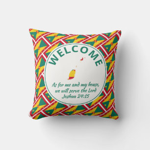 Joshua 24:15 Christian GRENADA Welcome Cushion