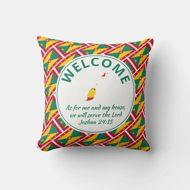 Joshua 24:15 Christian GRENADA Welcome Cushion (Front)