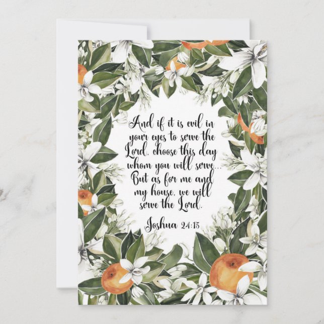 Joshua 24:15 watercolor bible verse card (Front)