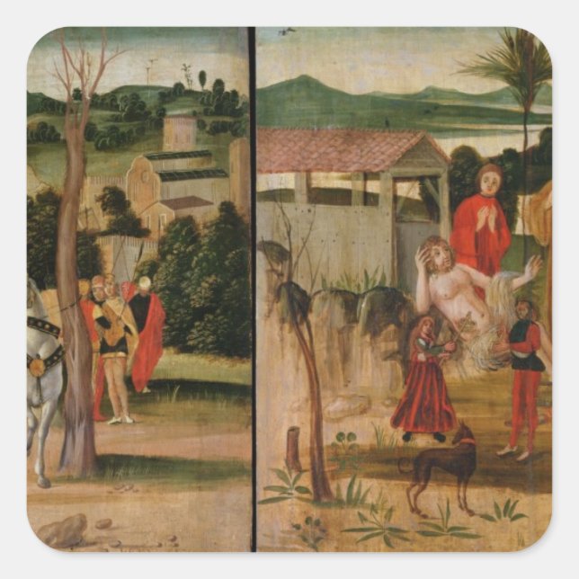 Joshua at the Walls of Jericho Square Sticker (Front)