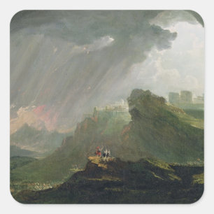 Joshua Commanding the Sun to Stand Still Upon Gibe Square Sticker