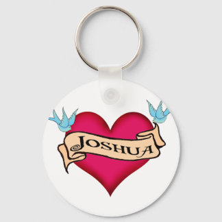 Joshua - Custom Heart Tattoo T-shirts & Gifts Key Ring