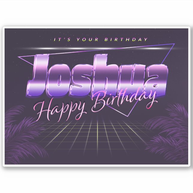 Joshua Name First name lila retro Sticker Birthday (Front)