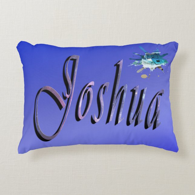 Joshua Name Logo On Blue, Decorative Cushion (Front)