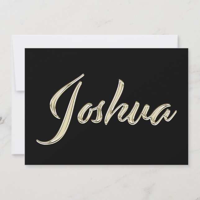 Joshua Name white gold Handwriting Card (Front)