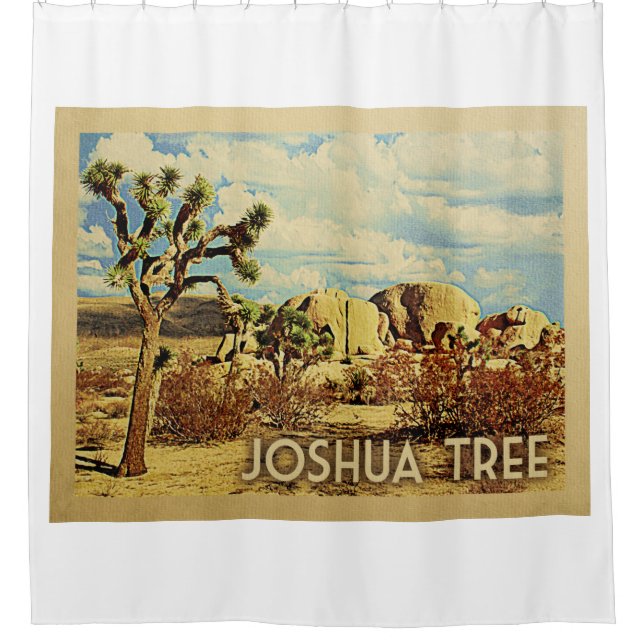 Joshua Tree California Vintage Travel Shower Curtain (Front)