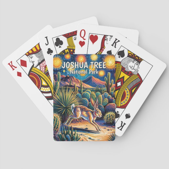 Joshua Tree Desert Wildlife Jackrabbit Colorful Playing Cards (Back)